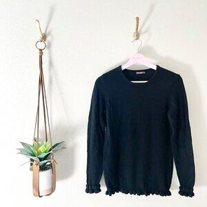 J. McLaughlin Black Ember Cashmere Ruffle Sleeve Sweater in Size XS